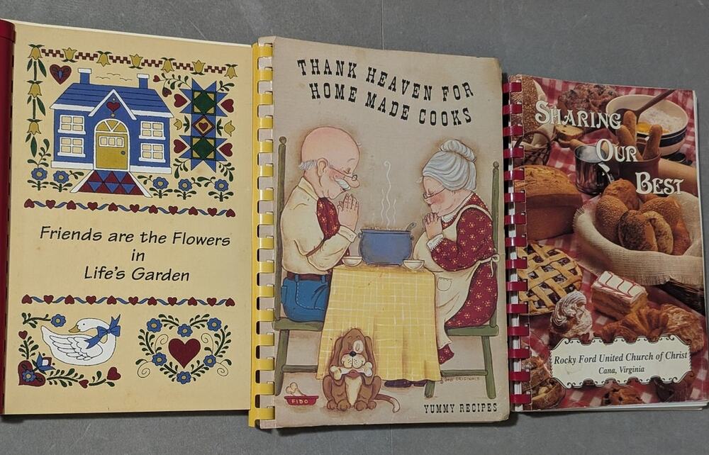 Lot of 3 Vintage Spiral Bound Church Cookbooks Community Recipes Retro Potluck